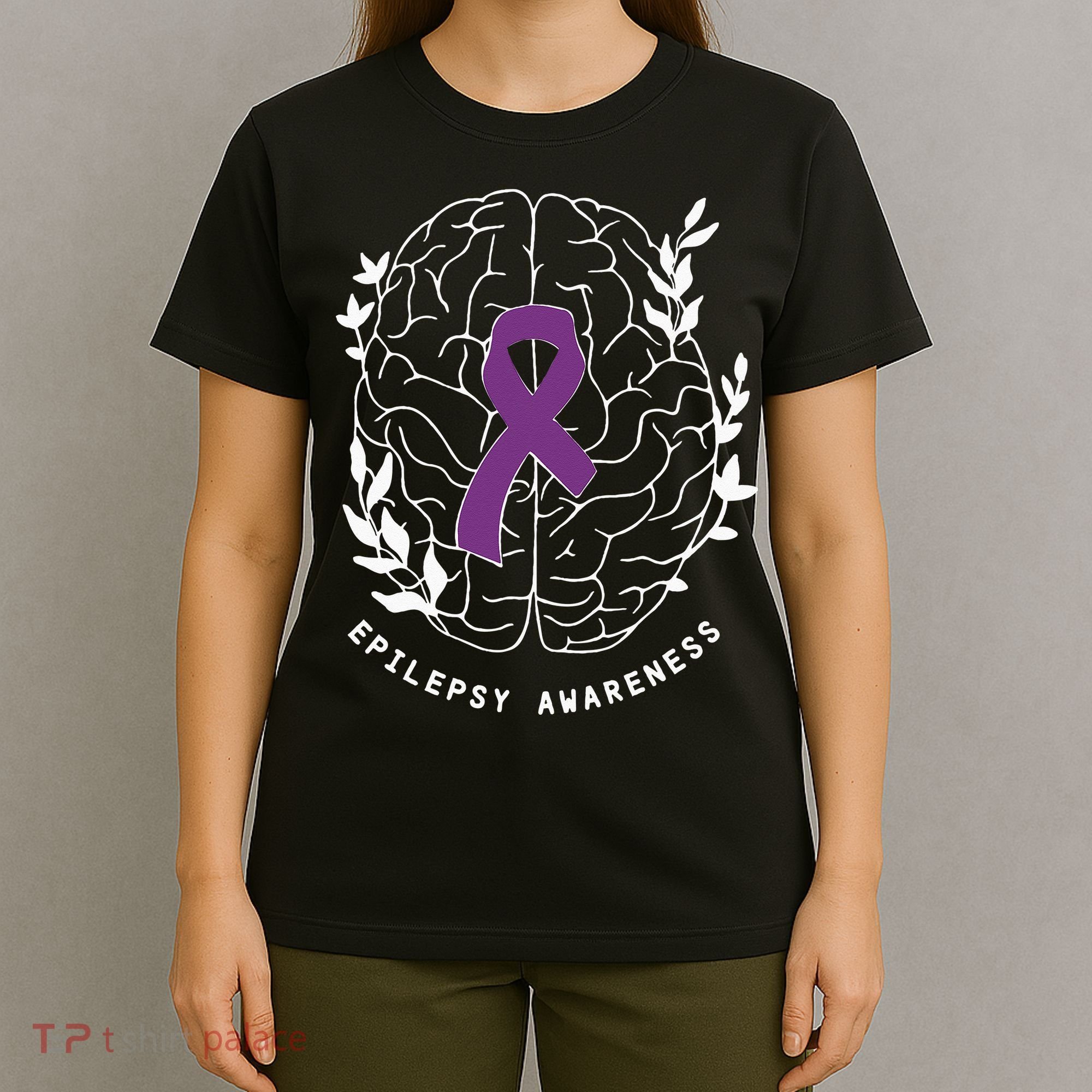 Epilepsy Awareness Ribbon Purple Epilepsy Brain Grahpic T-Shirt