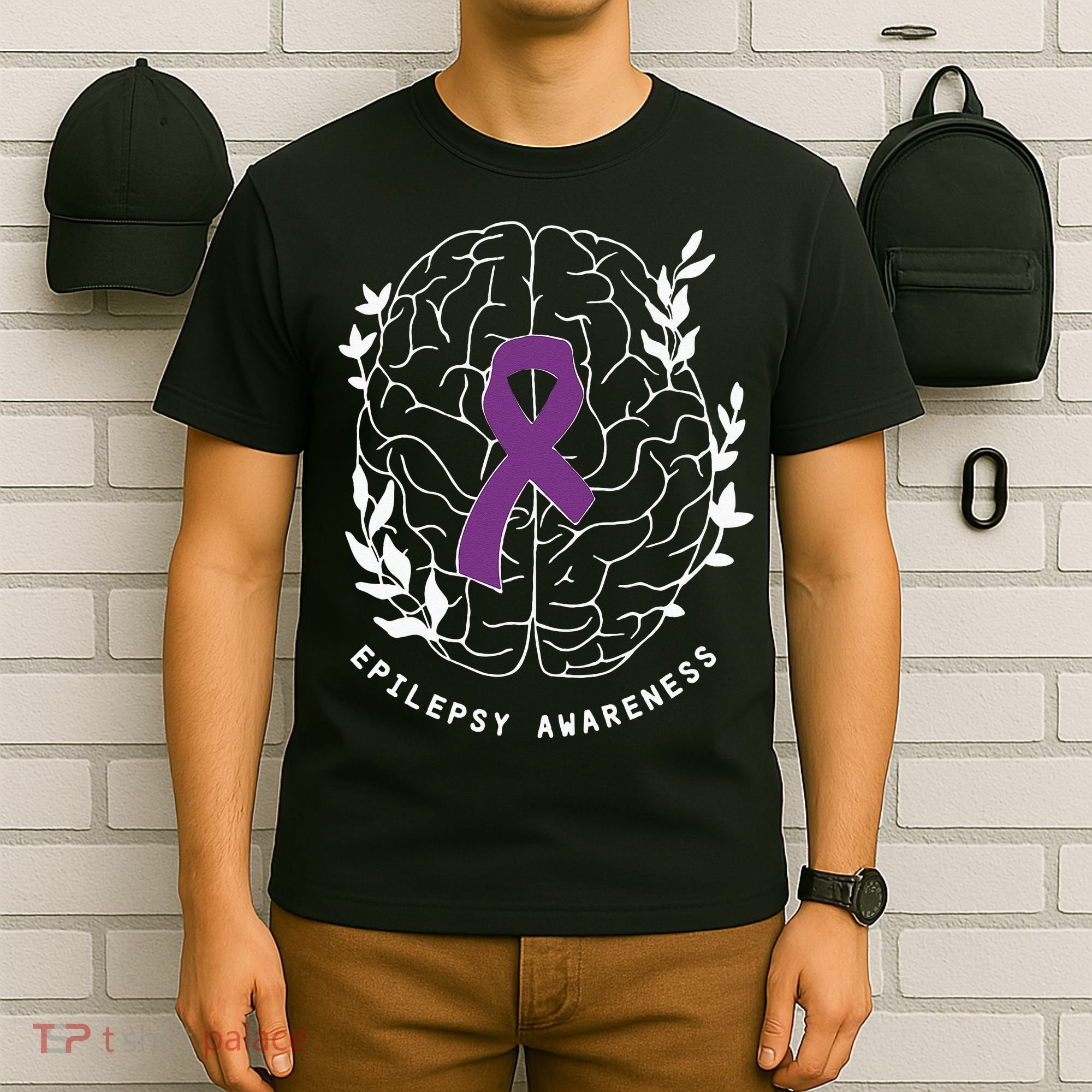 Epilepsy Awareness Ribbon Purple Epilepsy Brain Grahpic T-Shirt