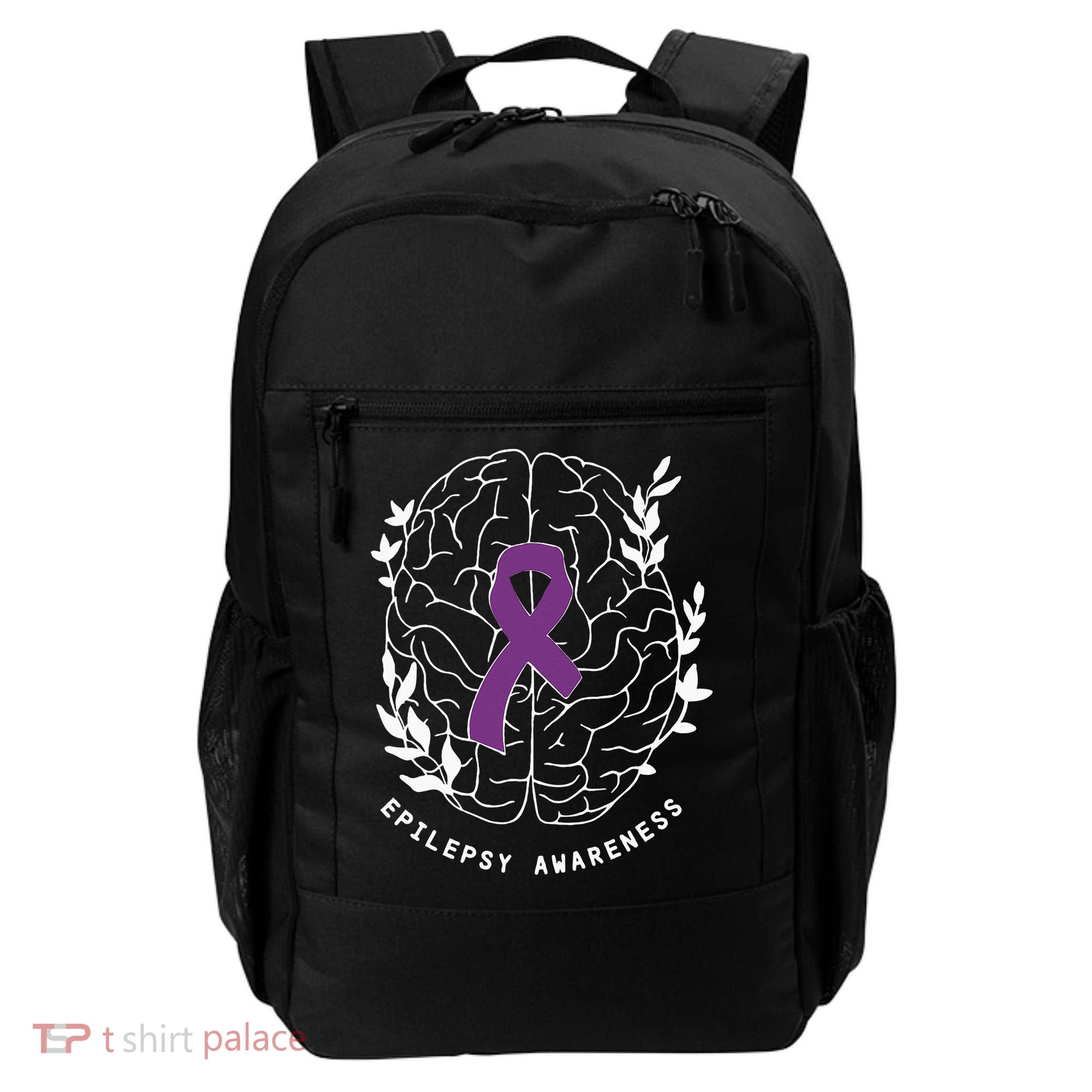 Epilepsy Awareness Ribbon Purple Epilepsy Brain Grahpic Backpack