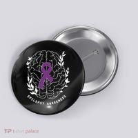 Epilepsy Awareness Ribbon Purple Epilepsy Brain Grahpic Button thumb 0