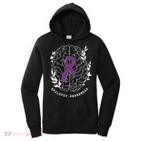 Epilepsy Awareness Ribbon Purple Epilepsy Brain Grahpic Women's Hoodie thumb 0