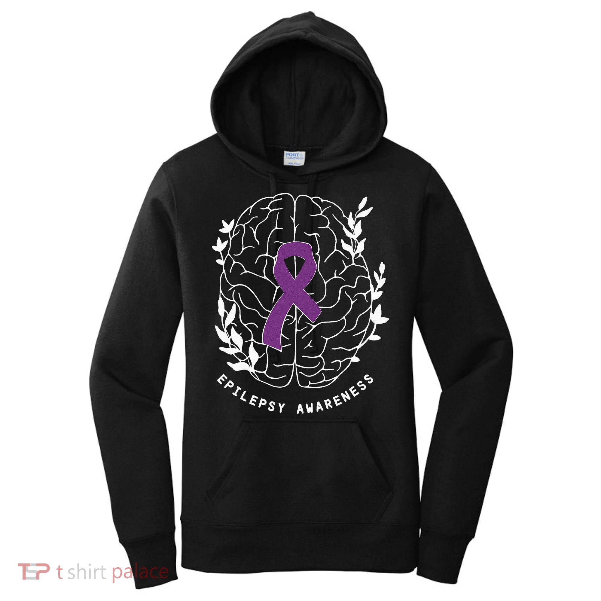 Epilepsy Awareness Ribbon Purple Epilepsy Brain Grahpic Women's Hoodie