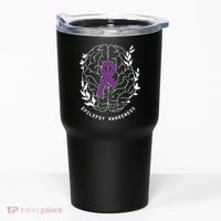 Epilepsy Awareness Ribbon Purple Epilepsy Brain Grahpic Tumbler thumb 0