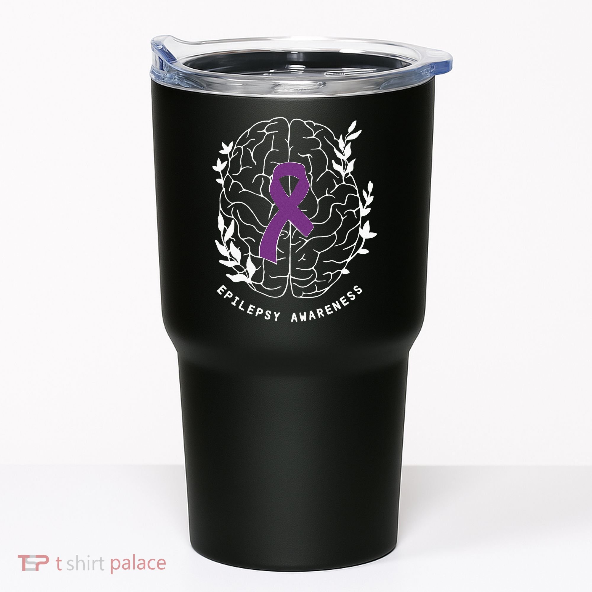 Epilepsy Awareness Ribbon Purple Epilepsy Brain Grahpic Tumbler