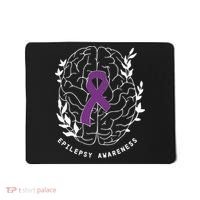 Epilepsy Awareness Ribbon Purple Epilepsy Brain Grahpic Mousepad thumb 0