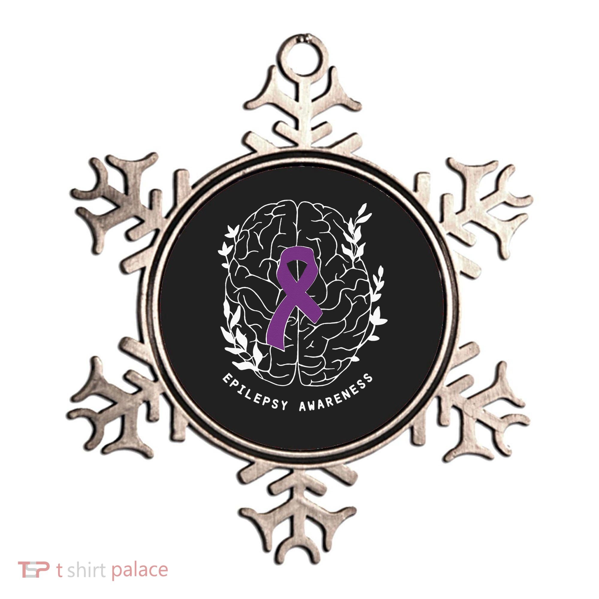 Epilepsy Awareness Ribbon Purple Epilepsy Brain Grahpic Ornament