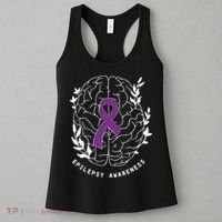 Epilepsy Awareness Ribbon Purple Epilepsy Brain Grahpic Women's Tank Top thumb 3