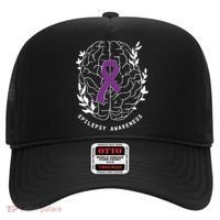 Epilepsy Awareness Ribbon Purple Epilepsy Brain Grahpic Hat thumb 0