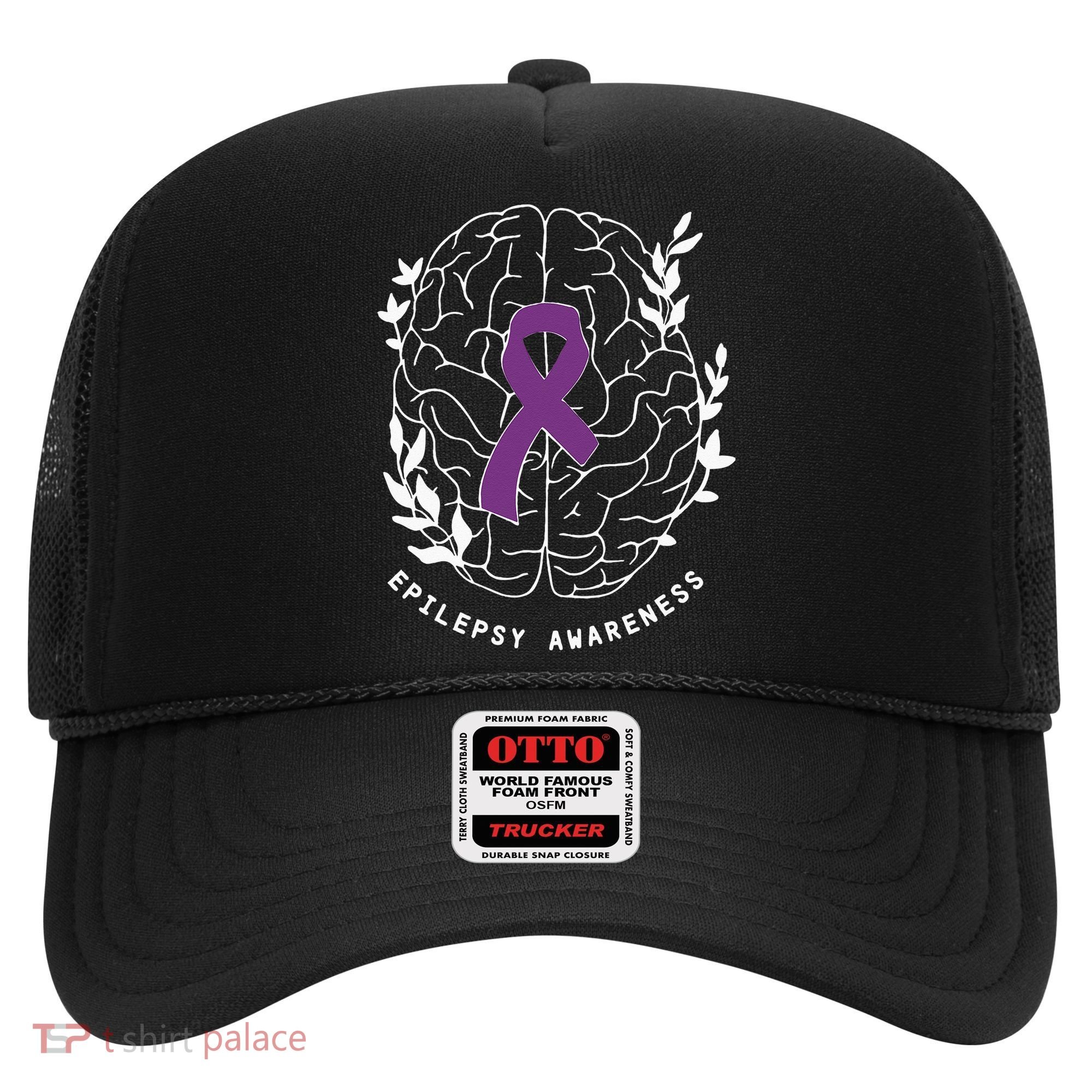 Epilepsy Awareness Ribbon Purple Epilepsy Brain Grahpic Hat