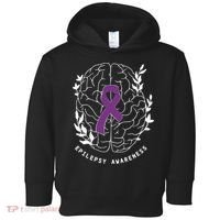 Epilepsy Awareness Ribbon Purple Epilepsy Brain Grahpic Toddler Hoodie thumb 0