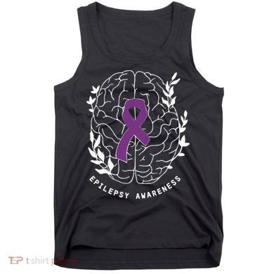 Epilepsy Awareness Ribbon Purple Epilepsy Brain Grahpic Tank Top