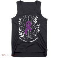 Epilepsy Awareness Ribbon Purple Epilepsy Brain Grahpic Tank Top thumb 0