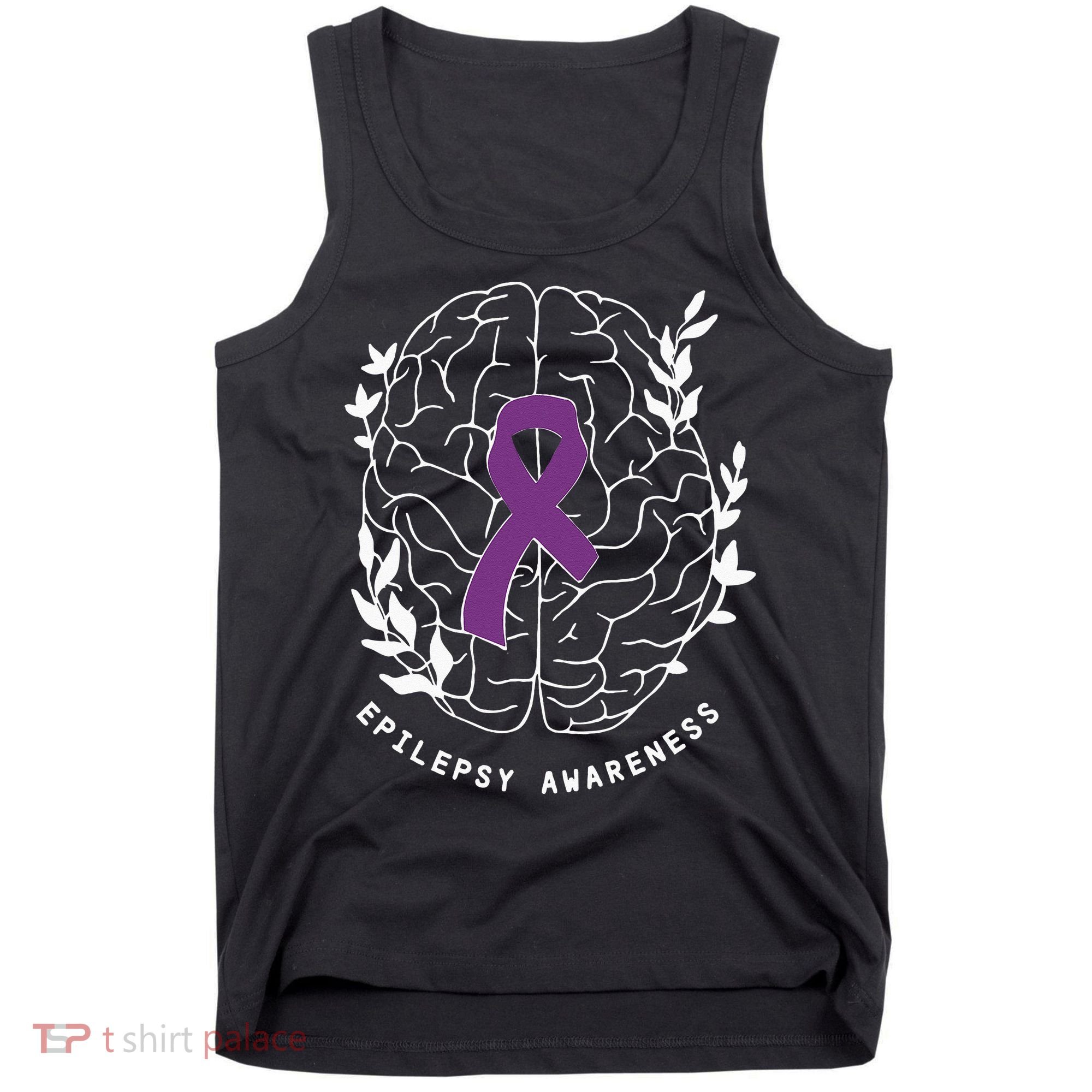 Epilepsy Awareness Ribbon Purple Epilepsy Brain Grahpic Tank Top