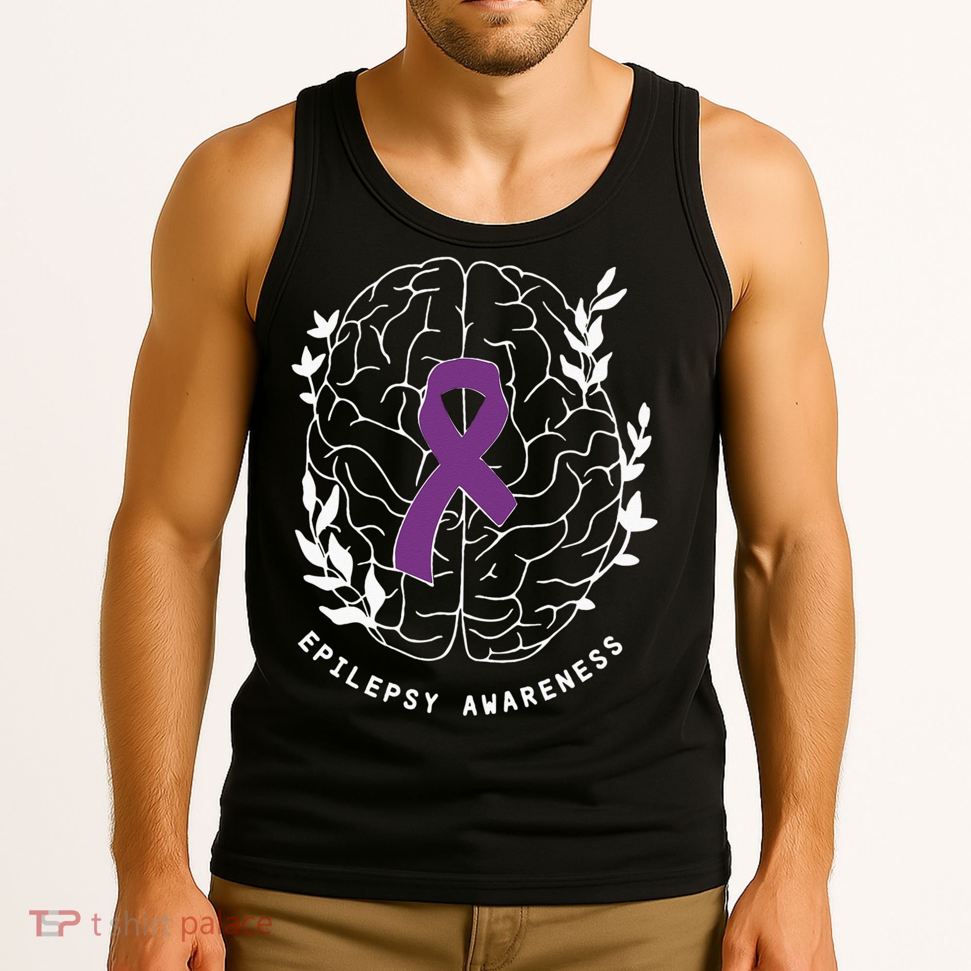 Epilepsy Awareness Ribbon Purple Epilepsy Brain Grahpic Tank Top