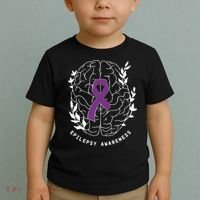 Epilepsy Awareness Ribbon Purple Epilepsy Brain Grahpic Toddler T-Shirt thumb 2