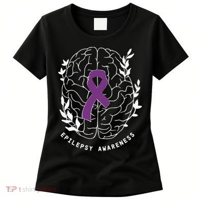 Epilepsy Awareness Ribbon Purple Epilepsy Brain Grahpic Women's T-Shirt
