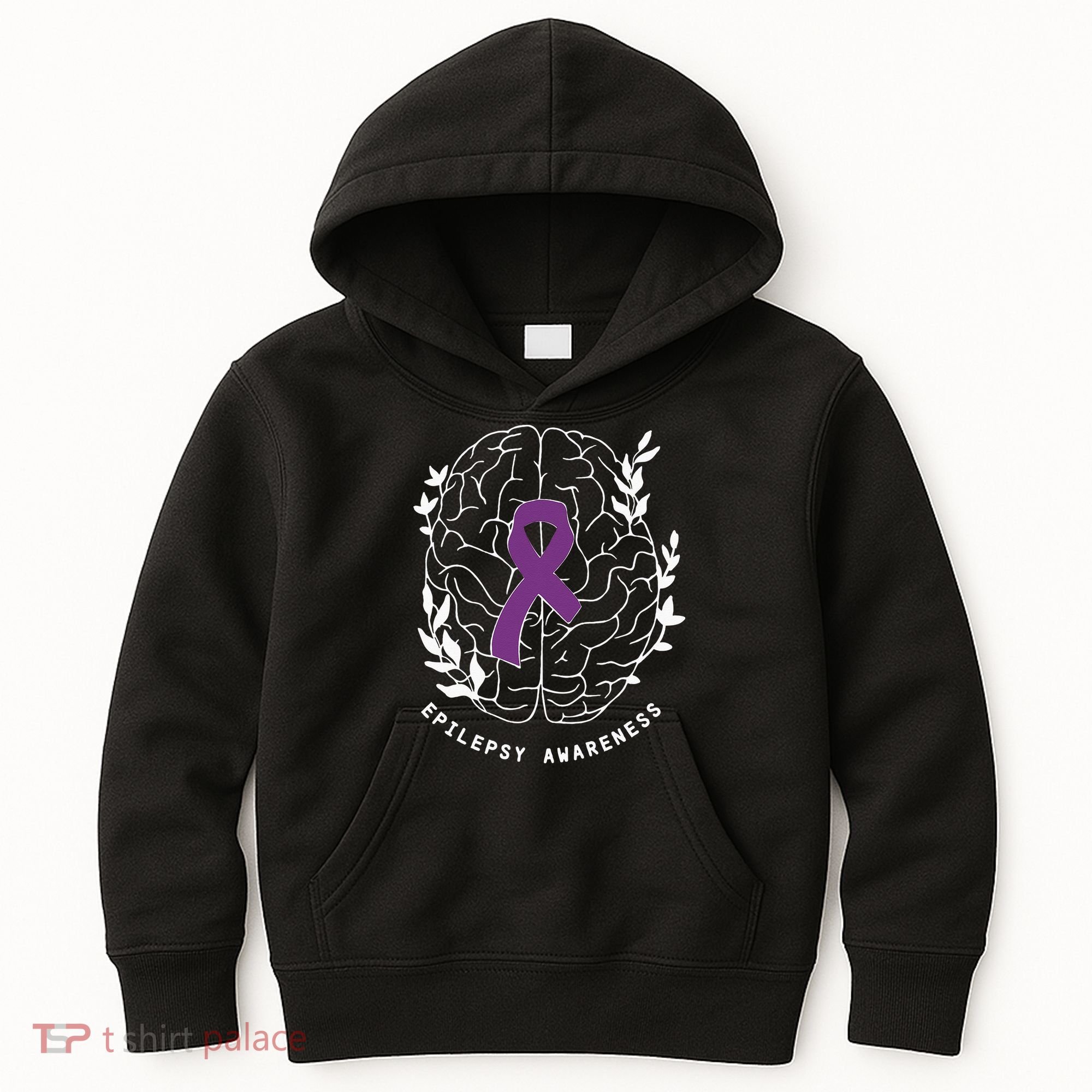 Epilepsy Awareness Ribbon Purple Epilepsy Brain Grahpic Kids Hoodie