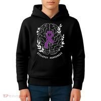 Epilepsy Awareness Ribbon Purple Epilepsy Brain Grahpic Kids Hoodie thumb 4