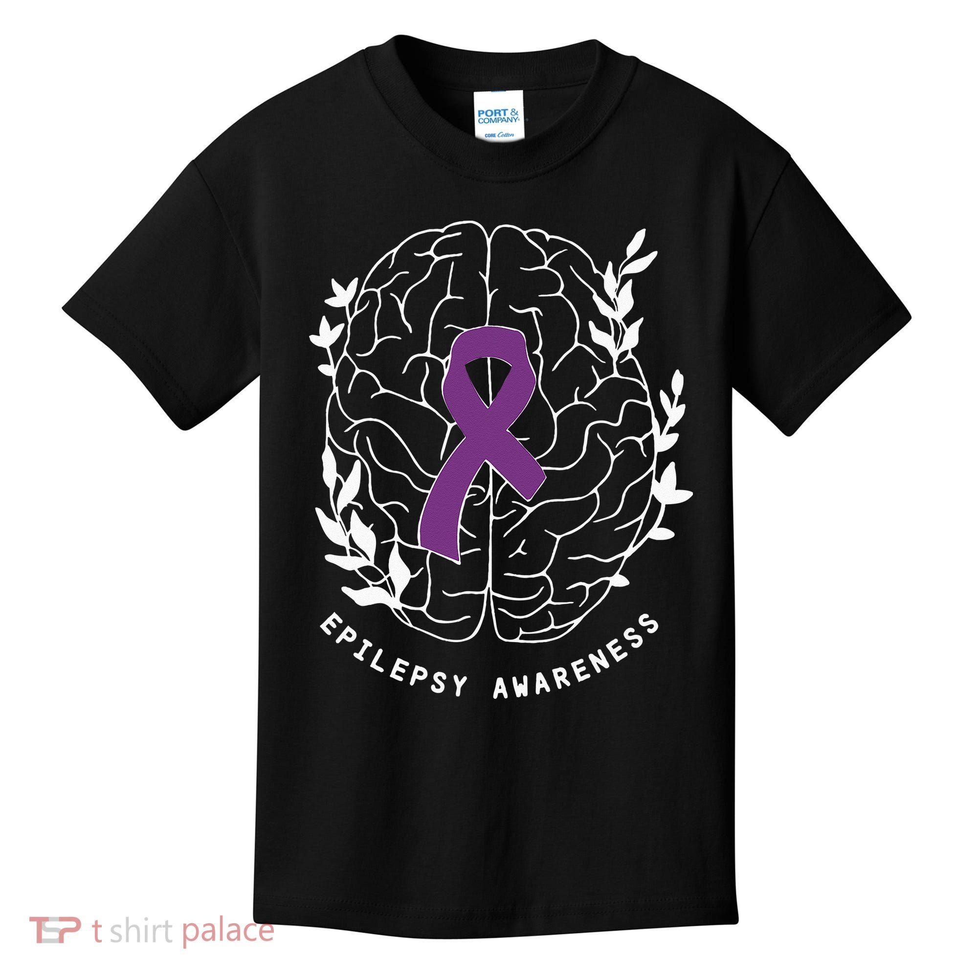 Epilepsy Awareness Ribbon Purple Epilepsy Brain Grahpic Kids T-Shirt