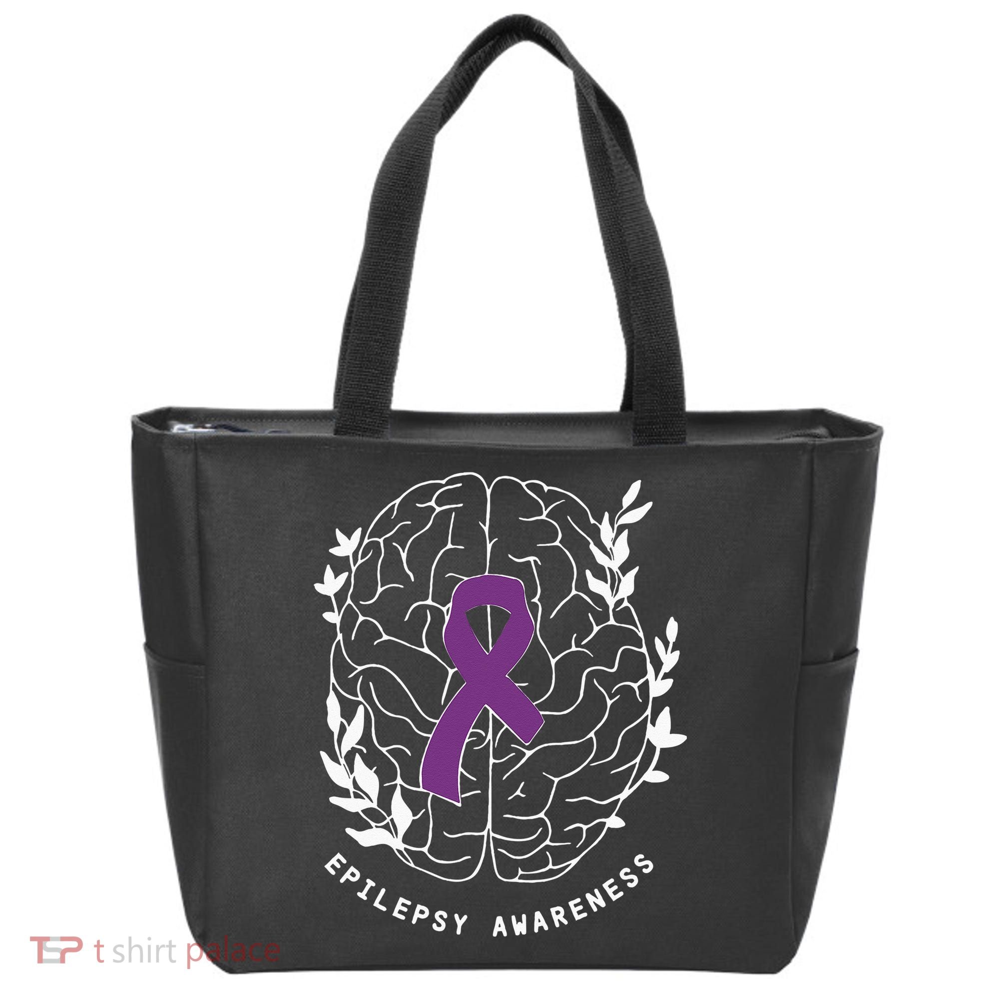 Epilepsy Awareness Ribbon Purple Epilepsy Brain Grahpic Tote Bag