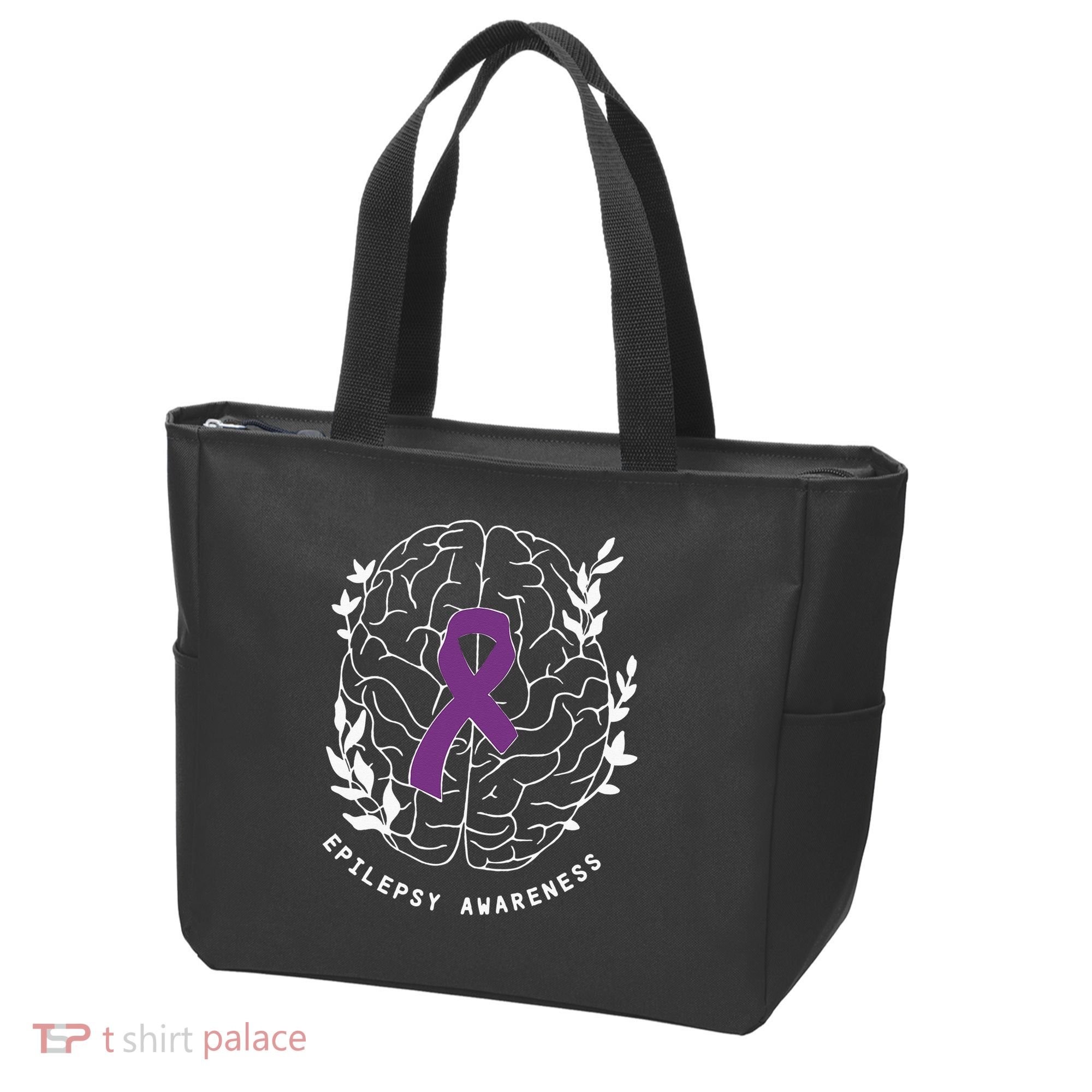 Epilepsy Awareness Ribbon Purple Epilepsy Brain Grahpic Tote Bag