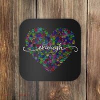 Enough Awareness Rainbow Peace Heart Coaster thumb 0