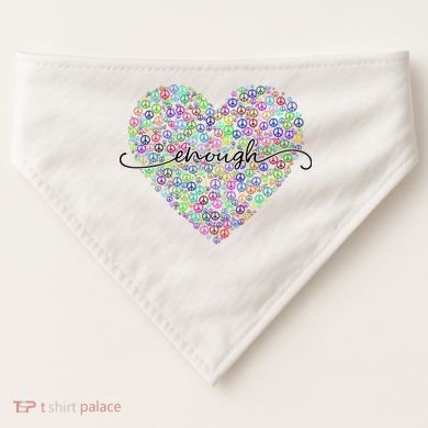 Enough Awareness Rainbow Peace Heart USA-Made Doggie Bandana