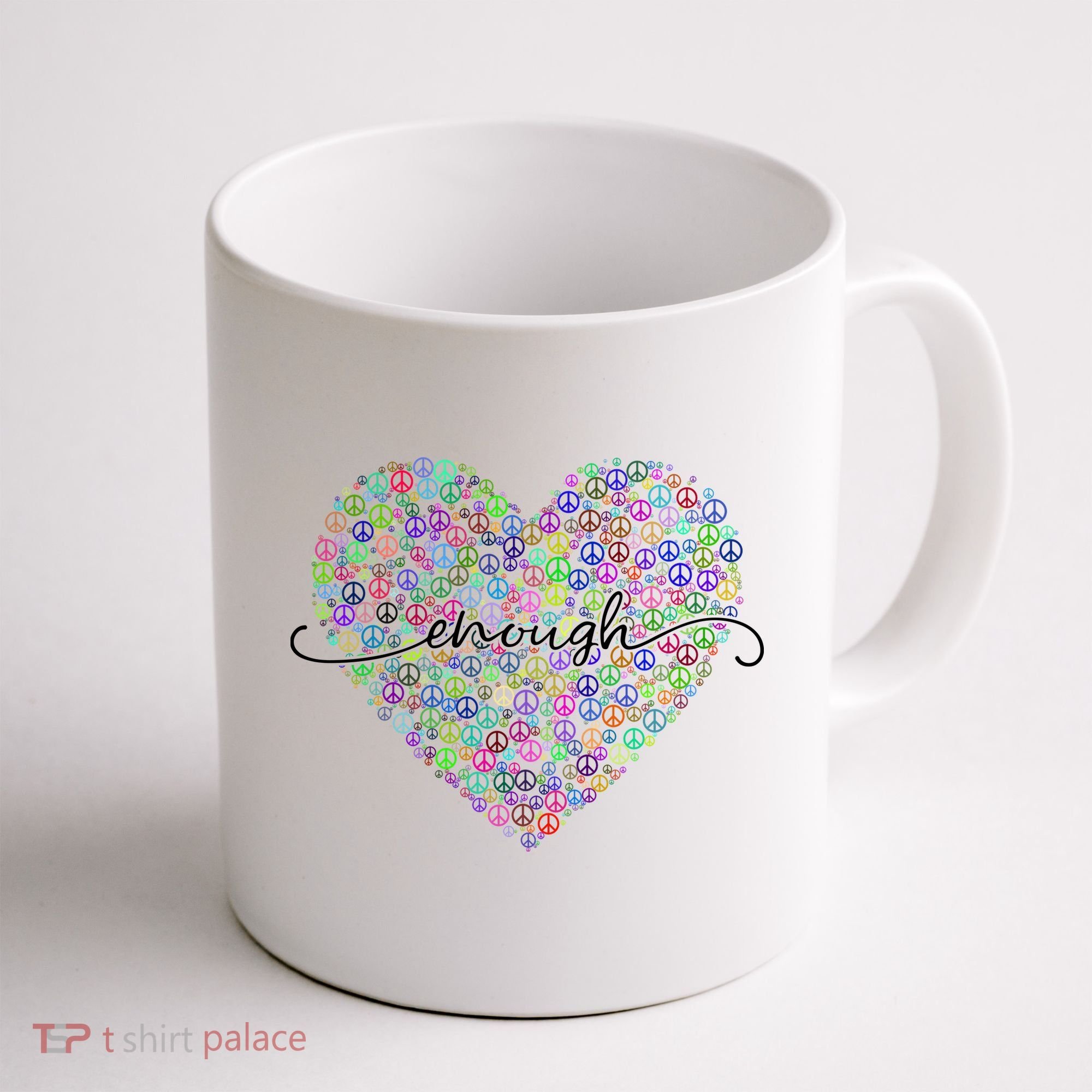 Enough Awareness Rainbow Peace Heart Coffee Mug
