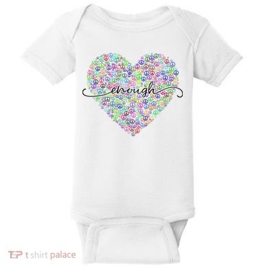 Enough Awareness Rainbow Peace Heart Baby Bodysuit
