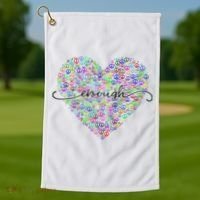 Enough Awareness Rainbow Peace Heart Golf Towel thumb 1