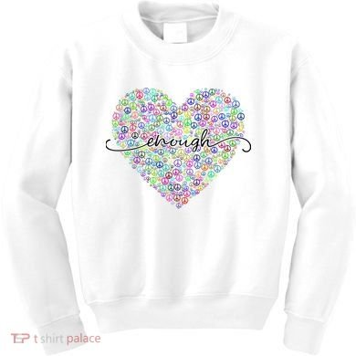 Enough Awareness Rainbow Peace Heart Kids Sweatshirt