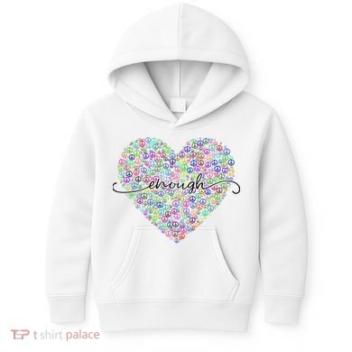 Enough Awareness Rainbow Peace Heart Kids Hoodie
