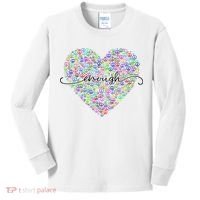 Enough Awareness Rainbow Peace Heart Kids Long Sleeve Shirt thumb 0