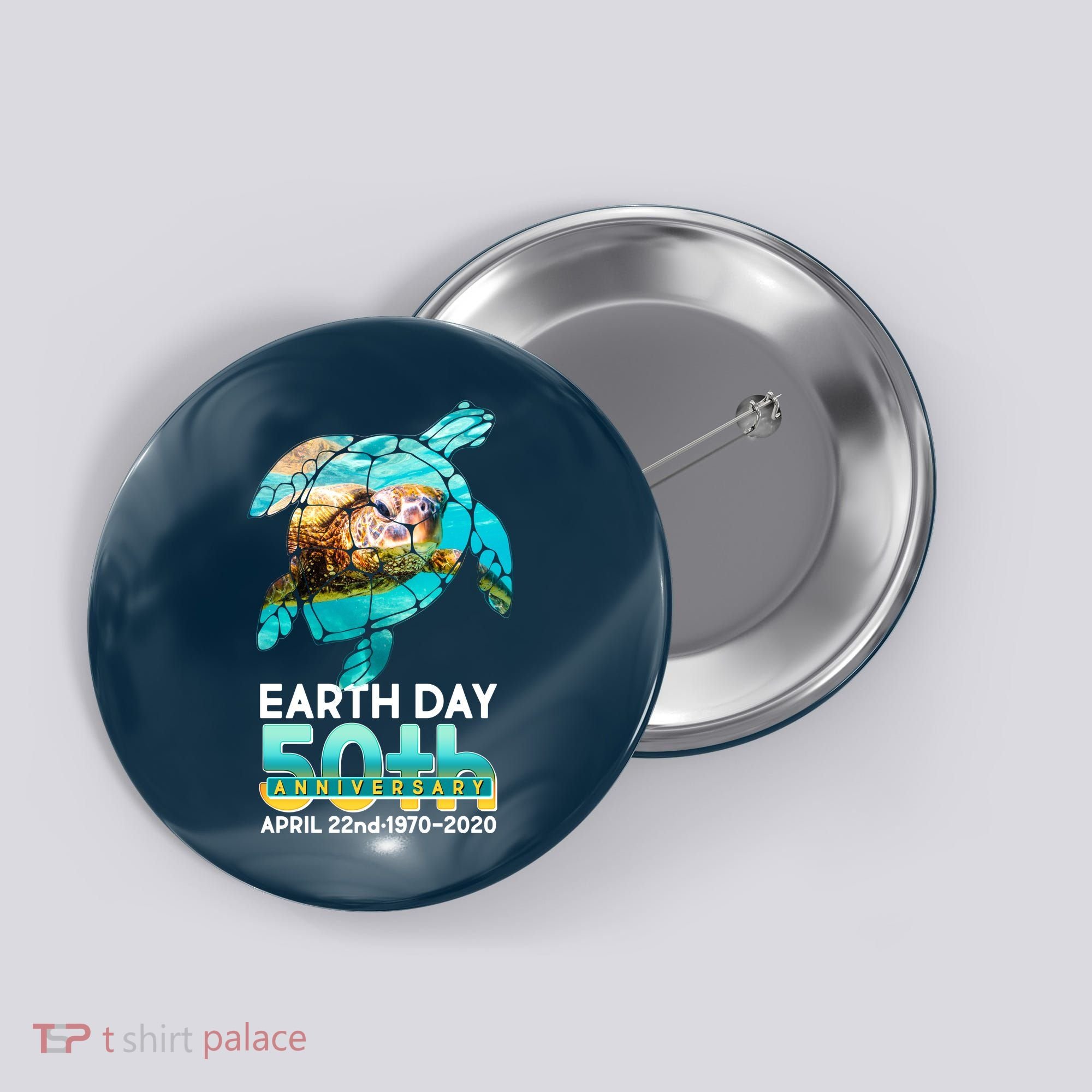 Earth Day 50th Anniversary Turtle Button