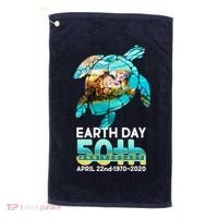 Earth Day 50th Anniversary Turtle Golf Towel thumb 0
