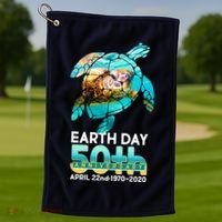 Earth Day 50th Anniversary Turtle Golf Towel thumb 1