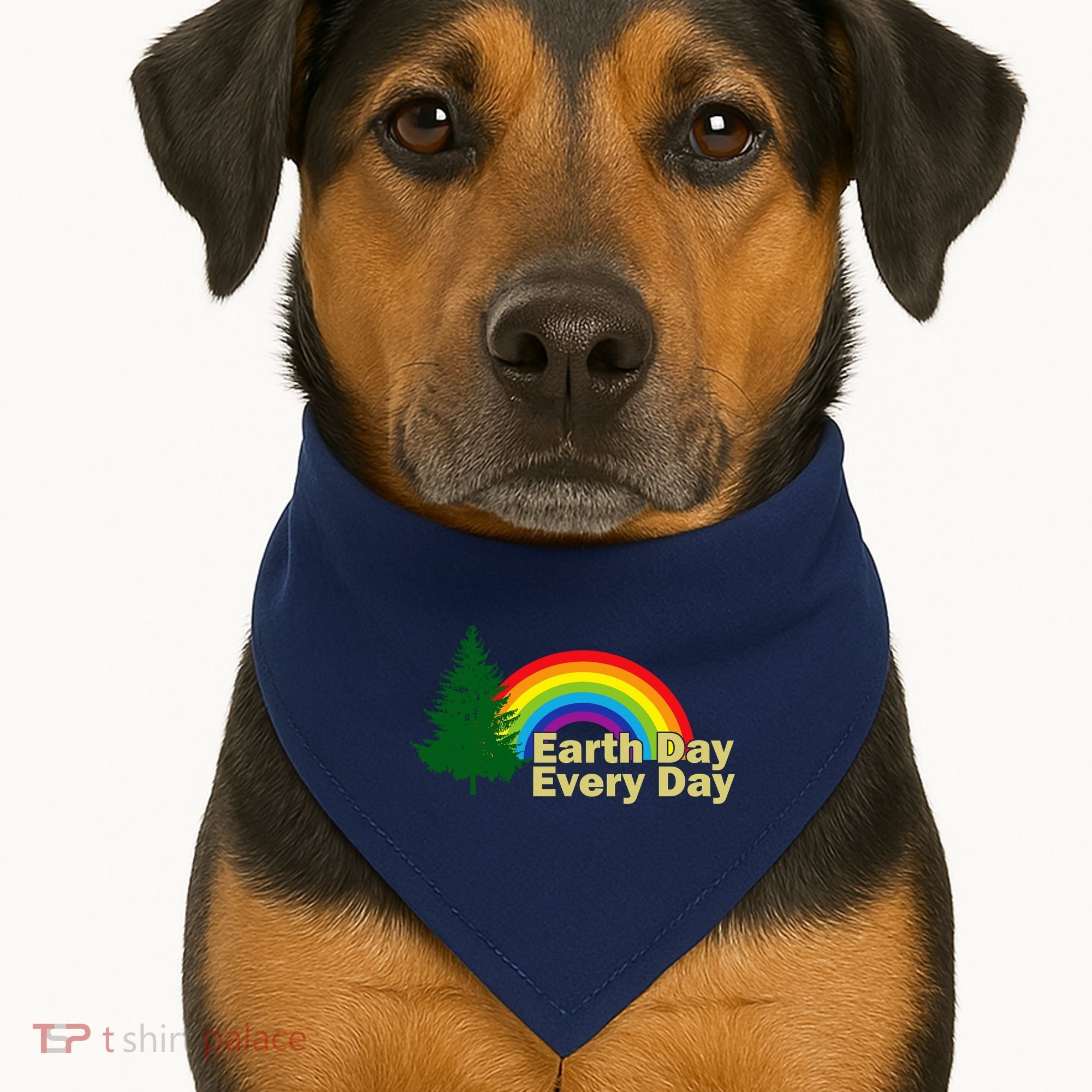 Earth Day Every Day Rainbow USA-Made Doggie Bandana
