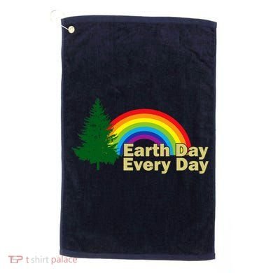 Earth Day Every Day Rainbow Golf Towel