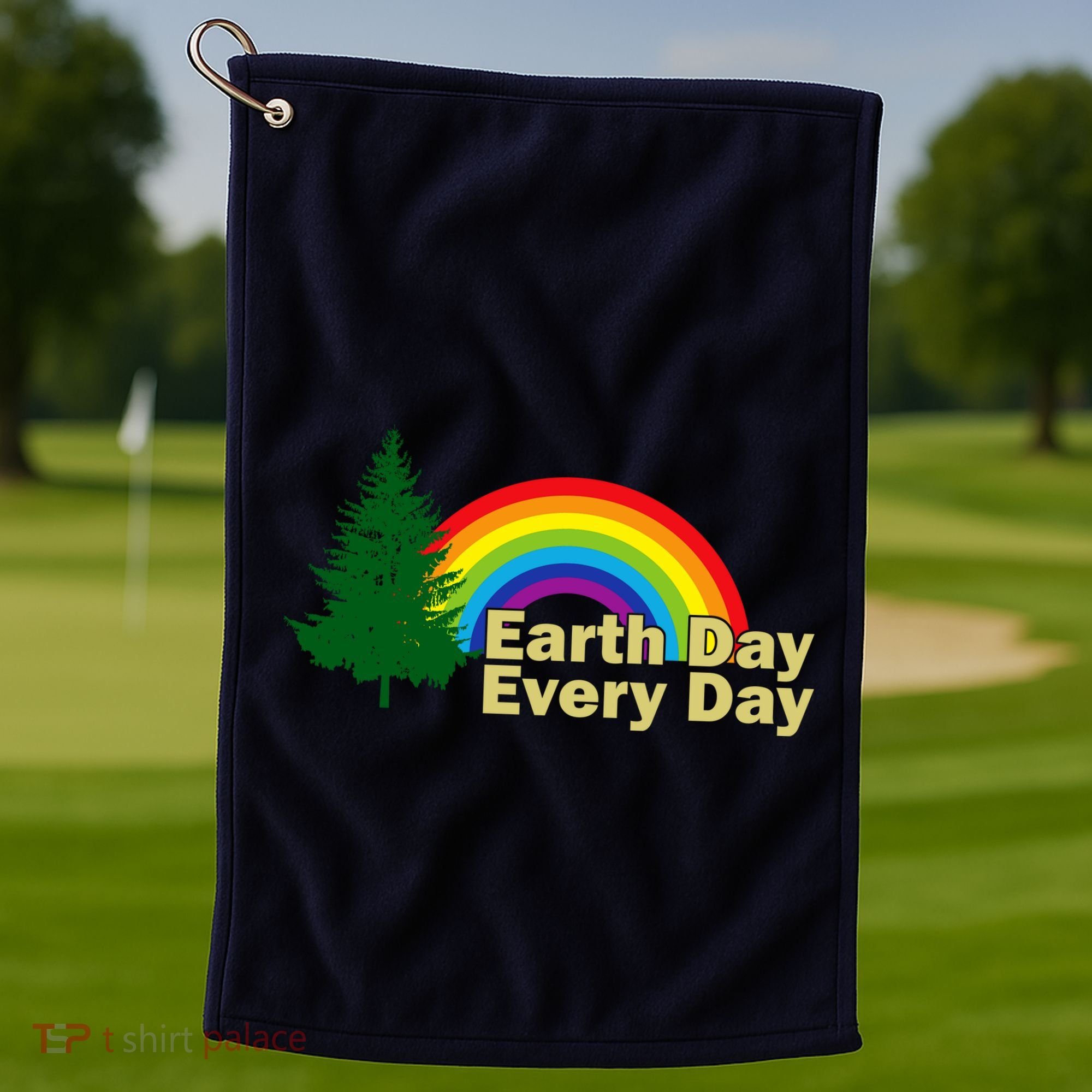 Earth Day Every Day Rainbow Golf Towel