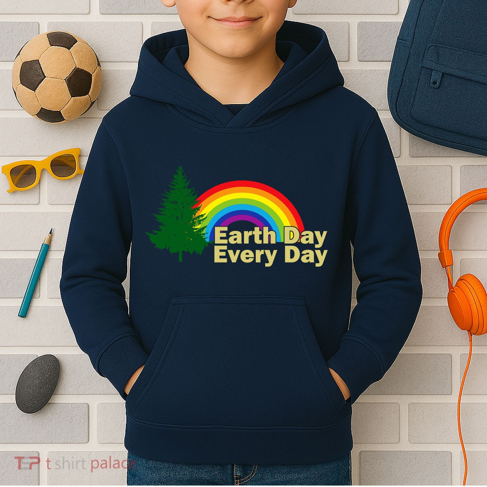 Earth Day Every Day Rainbow Kids Hoodie