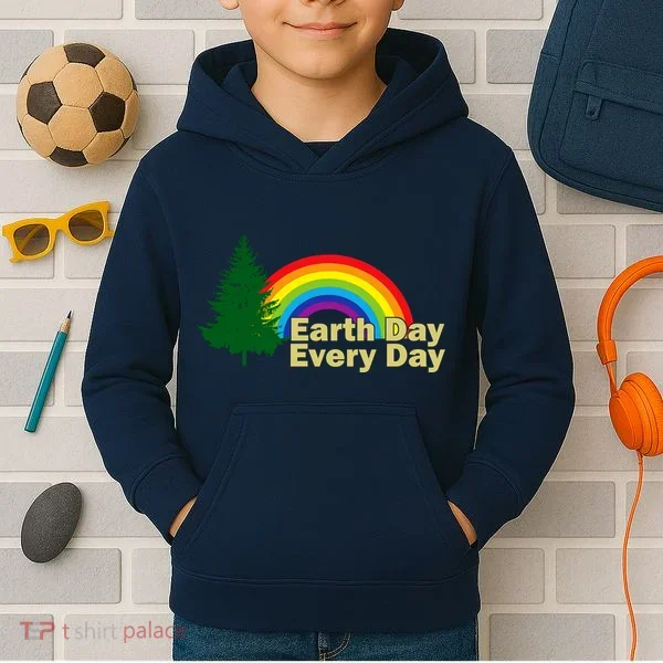 Earth Day Every Day Rainbow Kids Hoodie