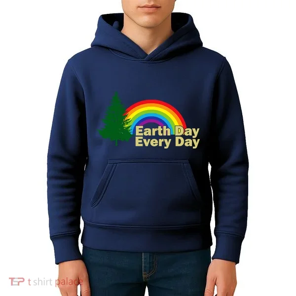 Earth Day Every Day Rainbow Kids Hoodie