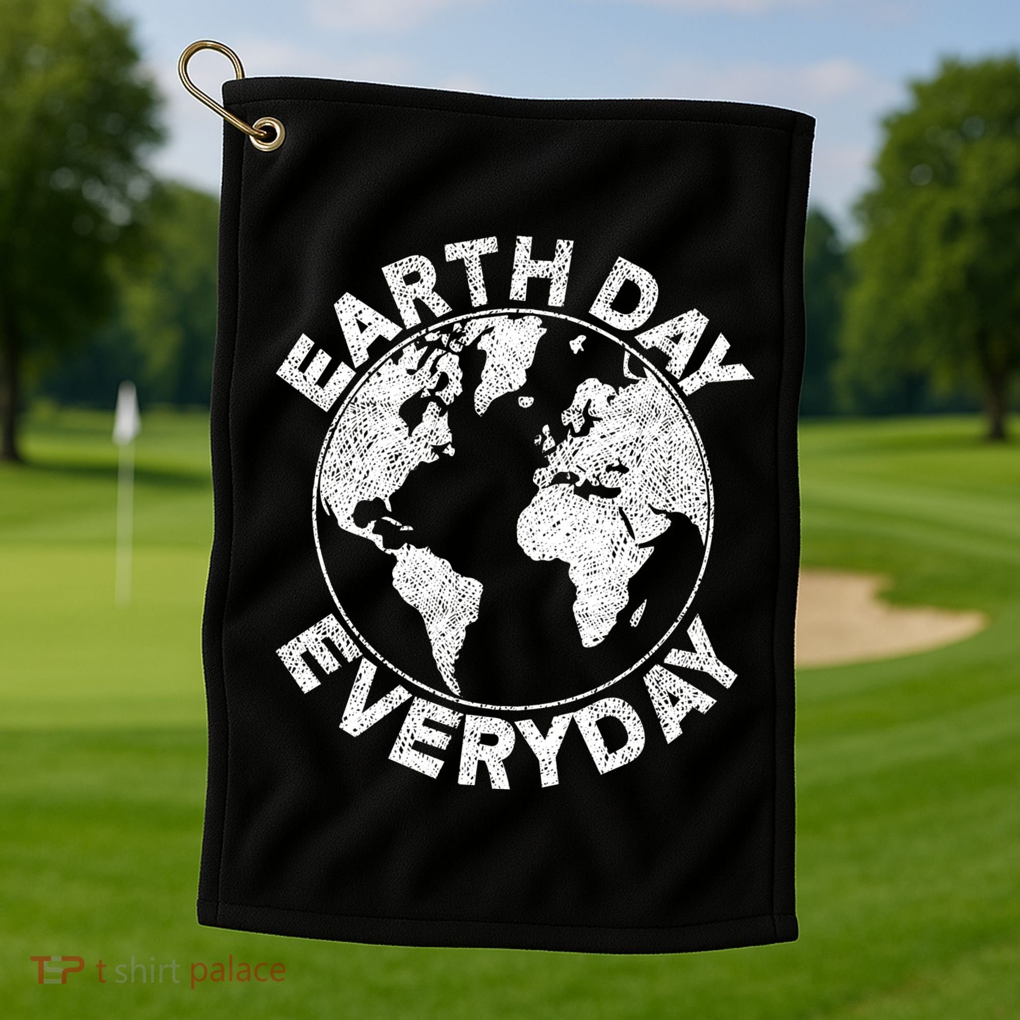 Earth Day Everyday Earth Distressed Golf Towel