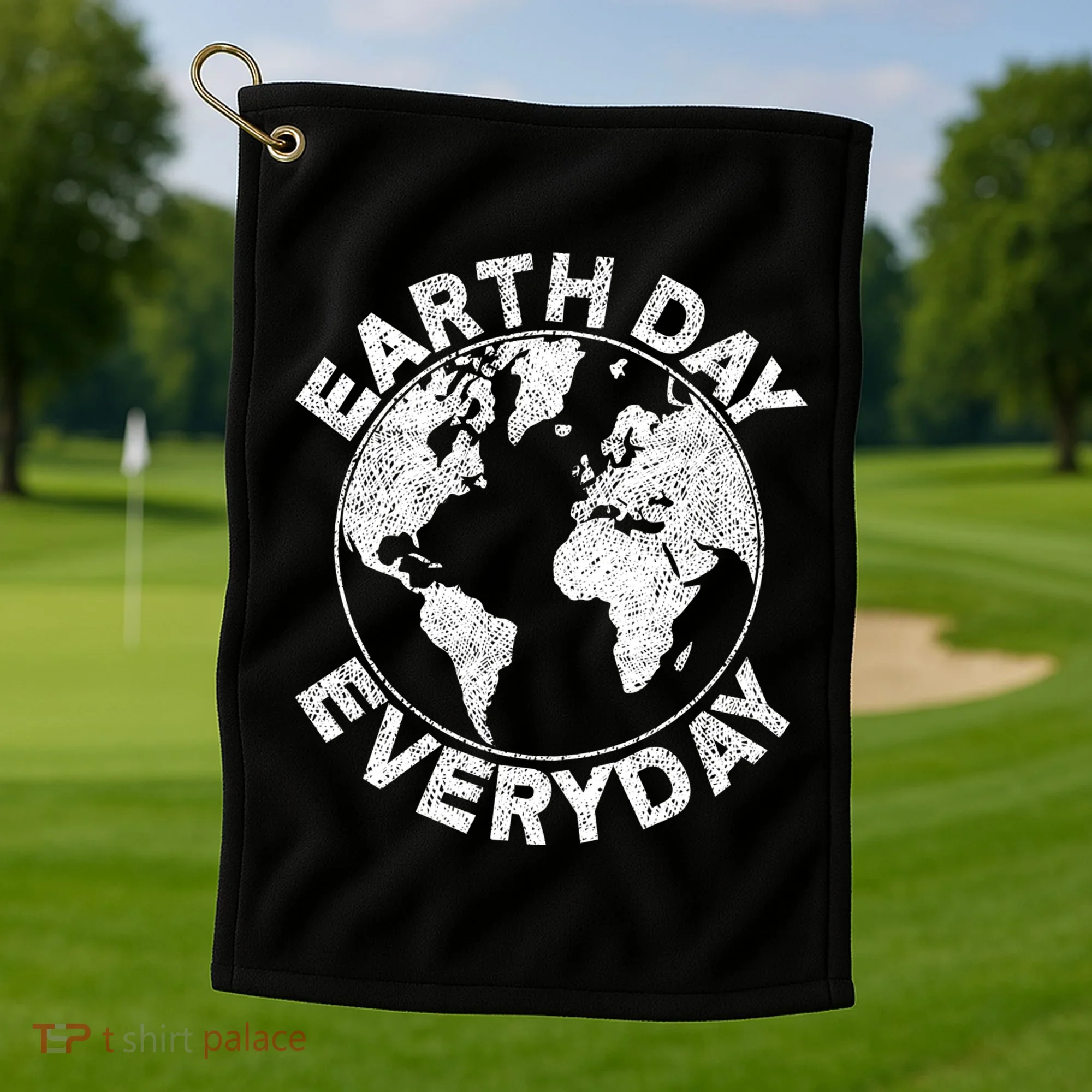 Earth Day Everyday Earth Distressed Golf Towel