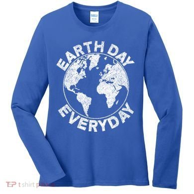 Earth Day Everyday Earth Distressed Women's Long Sleeve Shirt