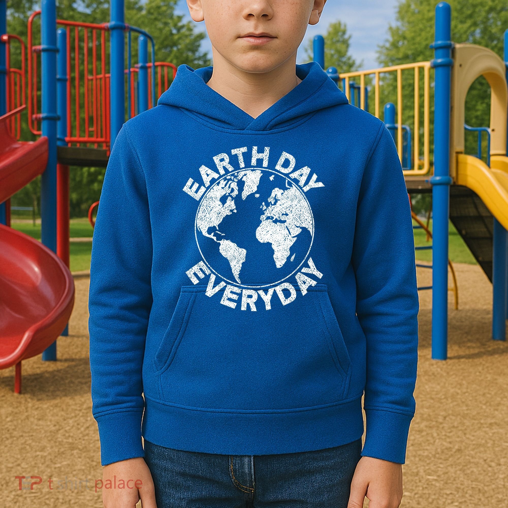 Earth Day Everyday Earth Distressed Kids Hoodie
