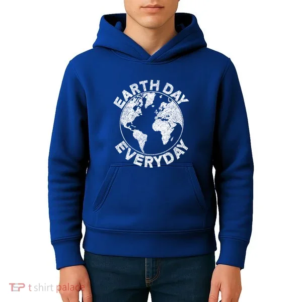 Earth Day Everyday Earth Distressed Kids Hoodie