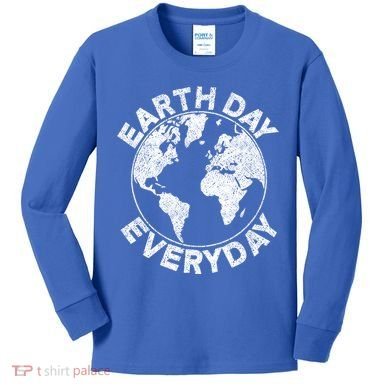 Earth Day Everyday Earth Distressed Kids Long Sleeve Shirt