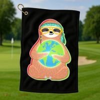 Earth Day Sloth Golf Towel thumb 1