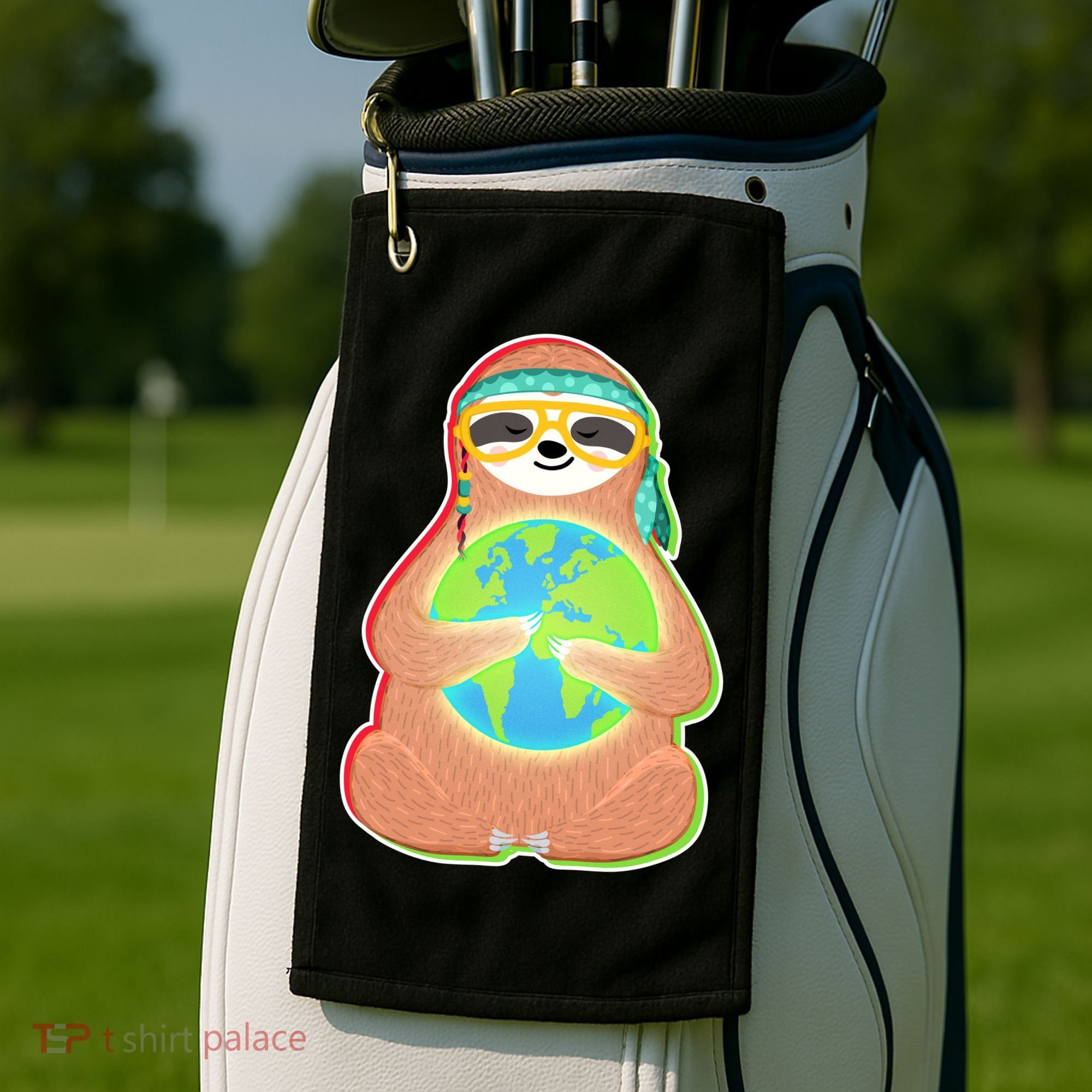 Earth Day Sloth Golf Towel